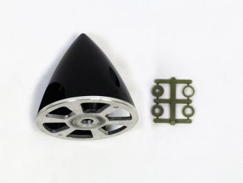 Reverse Pitch Plastic Spinner with Aluminum Backplate, 63mm (2-1/2